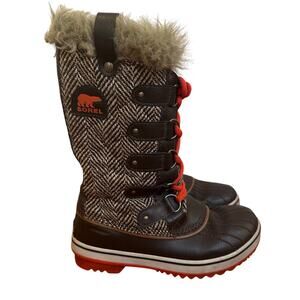 Sorel Tofino Tall Herringbone Fur Winter Boots Women's Sz 6.5